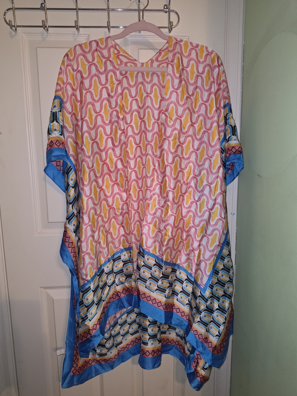 Chic Soul Pink and Blue Patterned Kaftan